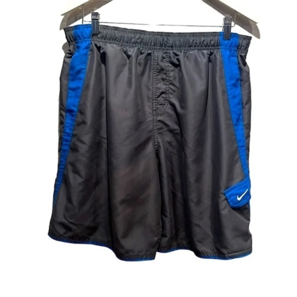 Nike Men’s Gray and Blue Swim Trunks Swim Shorts Size Large